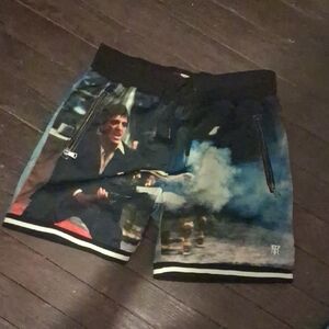 Scarface Graphic Print Shorts with Zipper Pockets